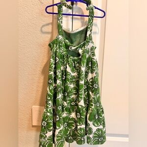 Tahari Green and White Floral Girls Dress